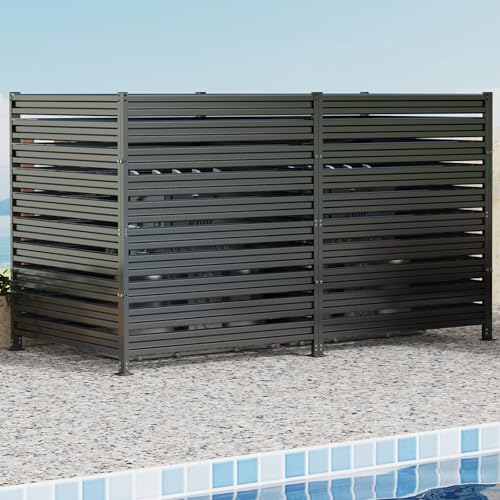 42 H x 38 W (3 Panels) Air Conditioner Fence Metal Privacy Fence Panels for Outside AC Unit Fencing Trash Can Fencing Pool Equipment Enclosure Outdoor Privacy Wall for Outside Patio Black
