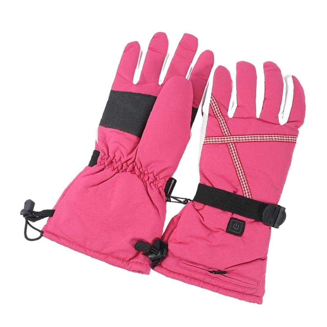 CHEWYNP Guanti riscaldati Guanti Termici elettrici alimentati a Batteria Rosa Ricaricabili, per Ciclismo all'aperto Montorcycle Campeggio Escursionismo Sci-1 Paio M