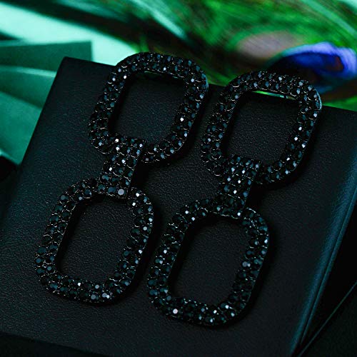 Flyonce 7 Colors Crystals Rectangle Geometric Modern Link Statement Drop Dangle Earrings3