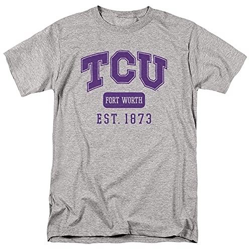Texas Christian University TCU Official Est. Date Unisex Adult T-Shirt, Athletic Heather, Large