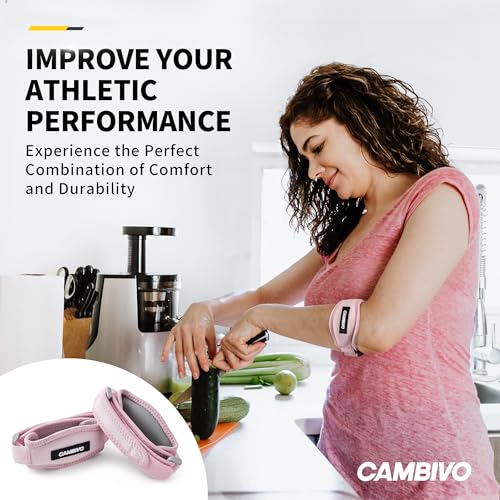 Image of CAMBIVO 2 Pack Tennis Elbow Brace Strap for Tendonitis, Light Pink | EVA Compression Pad, Adjustable Strap with Premium Velcro, for Men and Women, Golfer's Elbow, Counterforce Brace, Breathable