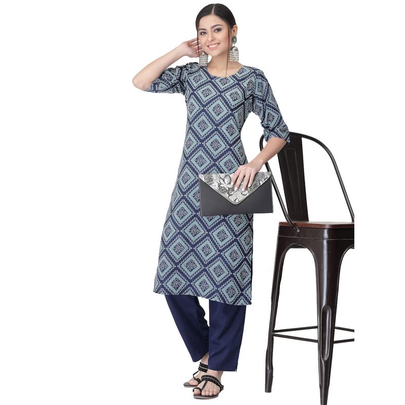 Image of Pinkmint Kurta for Women Different Digital Printed Crape Kurti Casual Wear Regular Fit Kurta