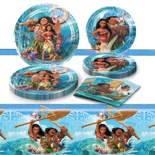Moana Birthday Party Supplies 20 Plates 20 Napkins and 1 Tablecover for Moana Party Decorations