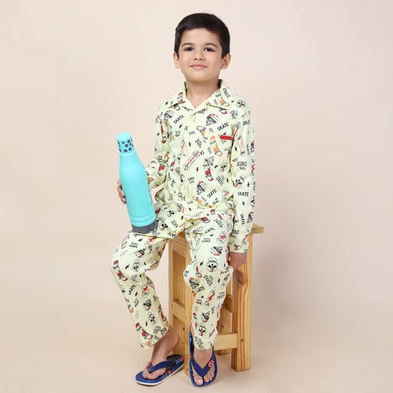 Image of Kids Regular Fit Cotton Printed Night Suit for Baby Boys