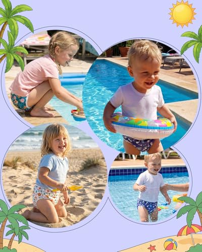 Image of Babygoal Swim Diapers 3 Pack for 8 Months-3 Years Infant and Toddler, Reusable Adjustable Washable for Baby Swimming Lessons-Fish & Shark