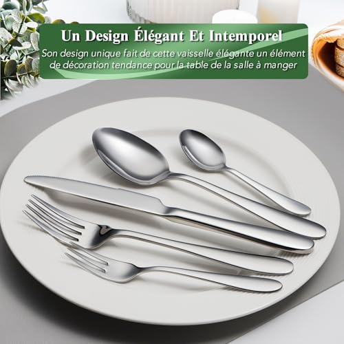 Couverts en acier inoxydable polis effet miroir de qualité supérieure - 6
