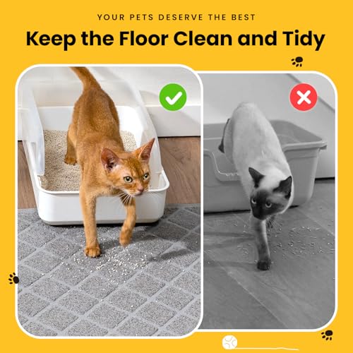 Image of Conlun Cat Litter Mat Litter Trapping Mat, 30 inch x 20 inch Premium Durable PVC Grid Mesh with Scatter Control, Non-slip, Less Waste Cat Litter Box Mat, Soft on Kitty's Paws, Urine Waterproof