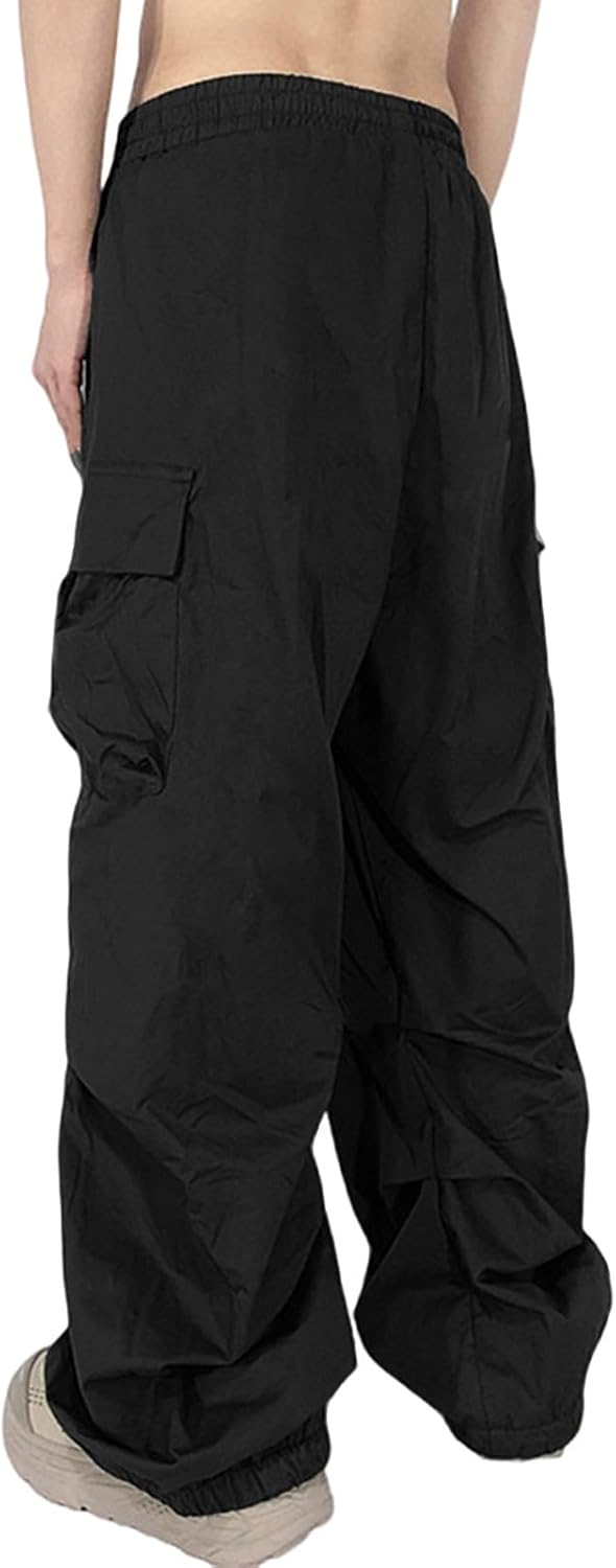 Men's Casual Cargo Pants Elastic Waist Drawstring Street Hip Hop Trousers with Pockets - Image 3