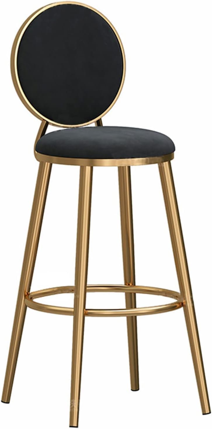 Velvet Bar Stool – Modern Counter Height Bar Stool with Backrest, Padded Seat & Sturdy Metal Frame, Elegant Bar Height Stool for Kitchen, Dining Room Bar & Pub Seating (Black, 75)-image-12