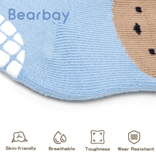 Image of Non-Slip Toddler Grip Crew Socks with Anti Skid Soles