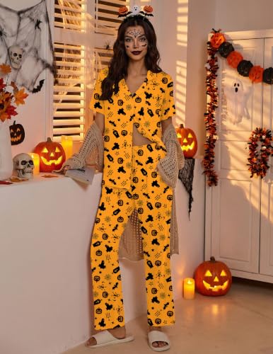 Image of Ekouaer Pajamas for Women Set Button Up Short Sleeve Pjs Sets With Pockets