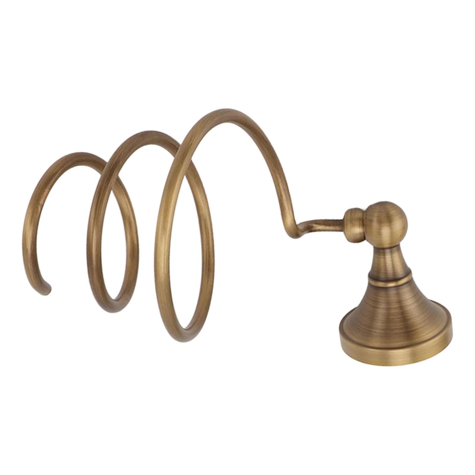 Soporte para secador de pelo en espiral montado en la pared para baño y salón de belleza, organizador de secador de pelo de cobre con acabado de latón