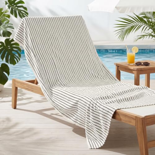 Image of Black & Cream Striped Bath Sheets Set of 2, Extra Large Bath Towels