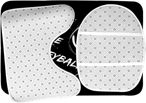 Badezimmerteppich-Set, 3-teilig, I Love Volleyball-Herz auf schwarzem Hintergrund für Sportdesign, waschbare Badteppiche, rutschfest, mit Rückenpolster, Konturteppich und Toilettendeckelbezug – Bild 6