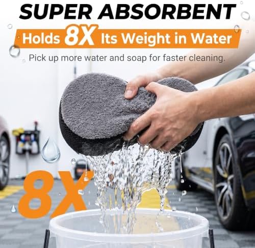 Car Wash Sponge, Microfiber Soft Scratch Free Auto Cleaning Pad, Durable Thick Foam Car Washing Accessory, Universal for Automotive Detailing and Household Use (Black) — 사진 3