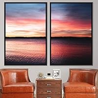 2 Piece Framed Canvas Wall Art Sunset Canvas Prints Home Artwork Decoration for Living Room,Bedroom - 16