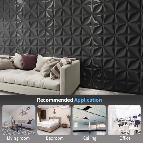Image of Art3d Decorative 3D Wall Panel, 32 Sq.FT PVC Interior Wall Decor for Living Room, Bedroom, Lobby, Office, Shopping Mall, Black