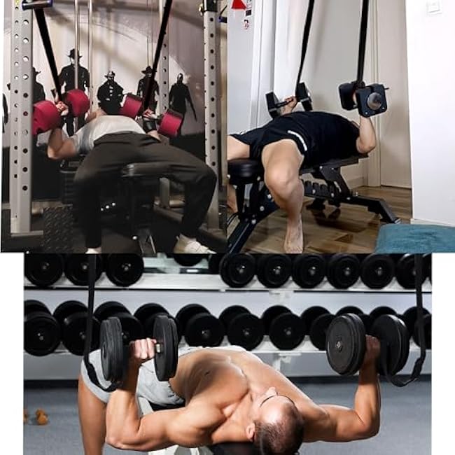 Dumbbell Spotter Straps Barbell Rack Attachment for Chest Bench Press Hanging Dumbbells Safety Hanger Straps