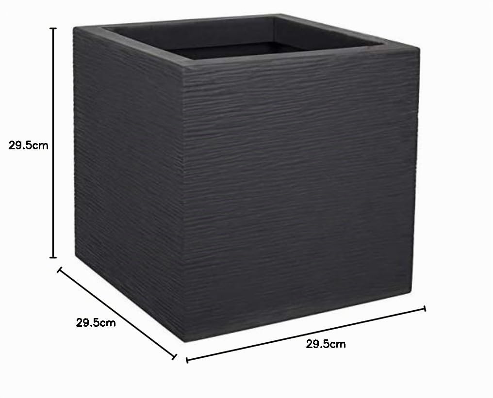 Pot carré Graphit Up - Anthracite - 29.5x29.5x29.5-21L - EDA Plastiques - Intérieur et extérieur