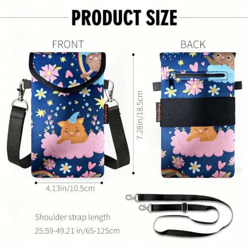 Image of Neoprene Phone Sleeve Pouch Case Bag for Men Women w /Crossbody Strap /Neck Lanyard for iPhone 17 /16 /15 /14 Pro Max, Samsung S25,Pixel 10