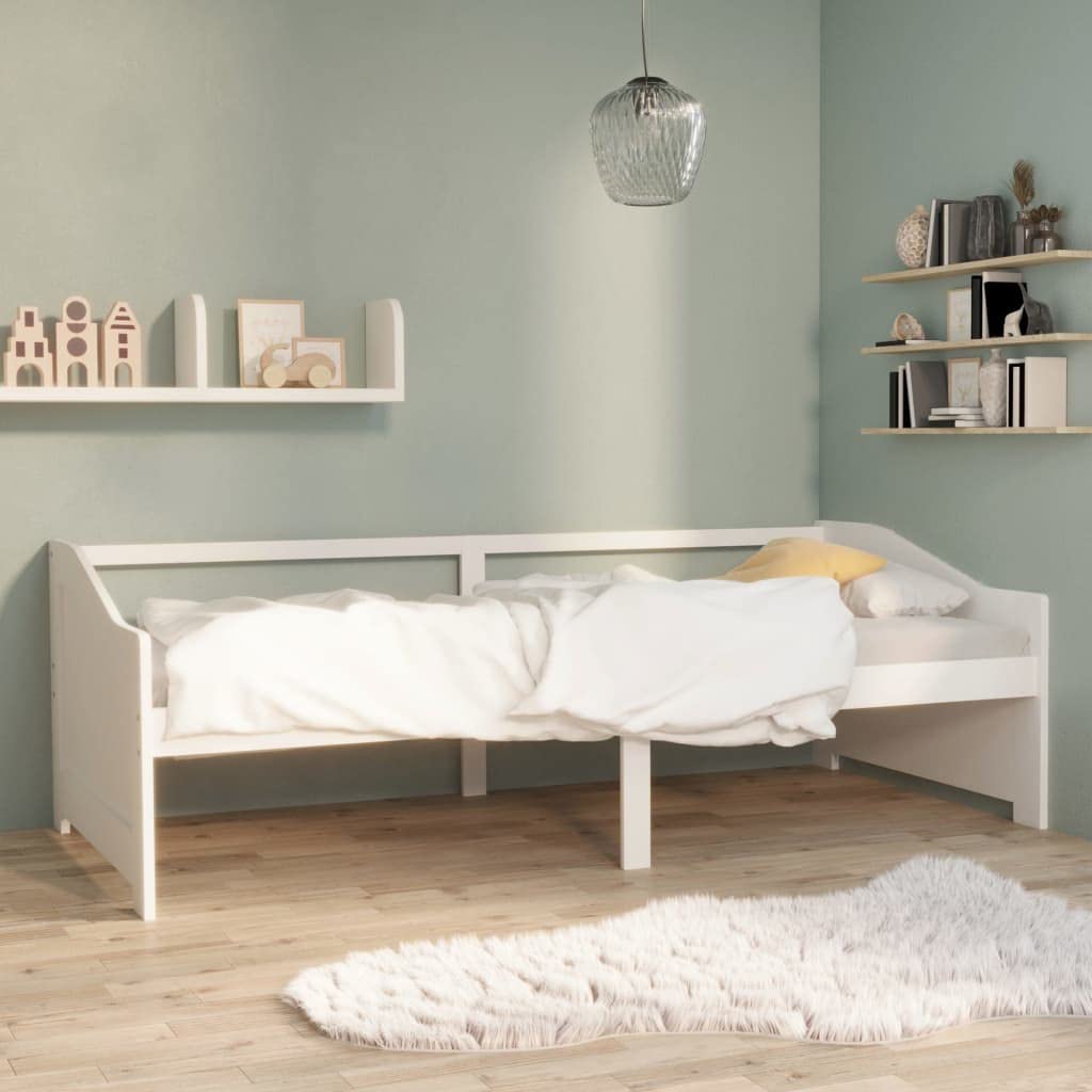 vidaXL Kiefernholz Massiv Tagesbett 3-Sitzer Sofa Bett Gästebett Schlafsofa Bettsofa Sofabett Holzbett Massivholzbett Bettgestell Weiß 90x200cm