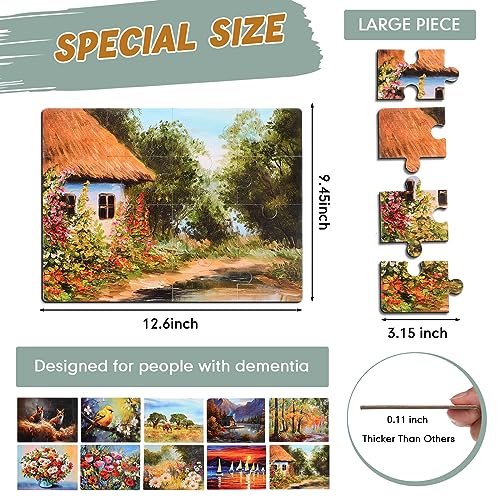 Hiboom 10 Pack 16 Piezas Grandes Rompecabezas para Adultos Mayores con Demencia, Alzheimer, Piezas Vivas y Grandes Fácil de Manipular, Juegos Cognitivos para Pacientes con Pérdida de Memoria miniatura 2