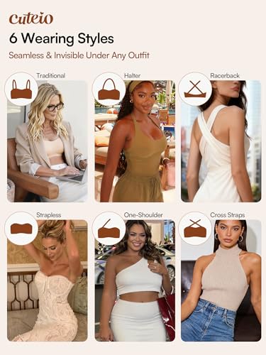 Image of Strapless Bras for Women - S-2XL Wireless Seamless Bandeau, Soft Padded Bralette, Comfortable Tube Top Bra (A-D Cup)