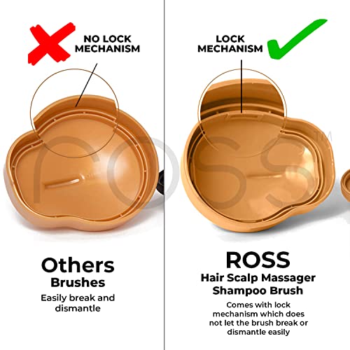 Image of Ross Hair Scalp Manual Massager Shampoo Brush with Soft Silicone Bristles for Blood Circulation (Gold)