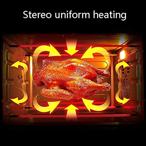 38L mini-oven Instelbare temperatuur 0-250 ℃ en 60 minuten timing Huishouden Multifunctionele heteluchtcirculatie Ingebouwde verlichting 360 ° roterende vork Elektrische oven Gehard glazen deur C - Afbeelding 5
