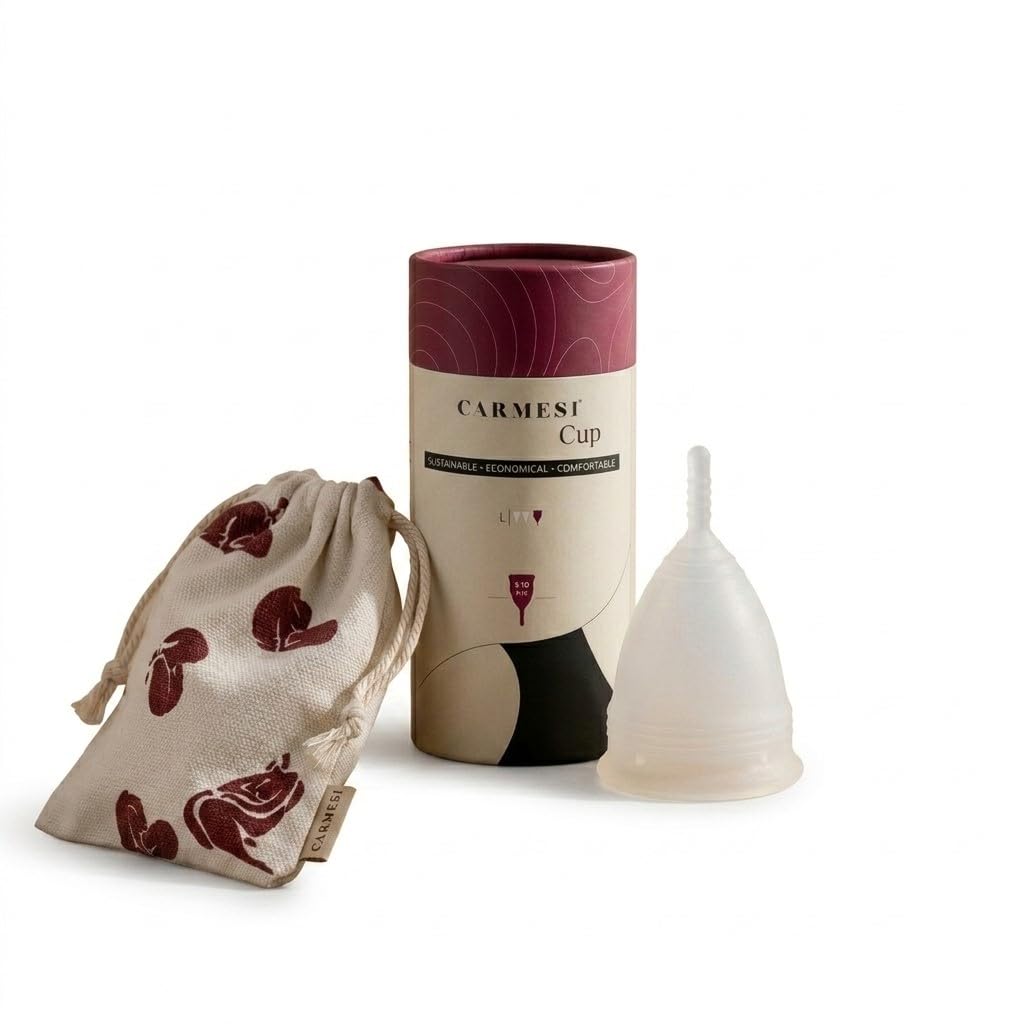Carmesi Menstrual Cup for Women | Large Size - With Free Pouch | Rash-Free, Itch-Free, Odour-Free | 8-10 Hours of Leaks-Free Comfort | 100% Biocompatible Medical-Grade Silicone Cups