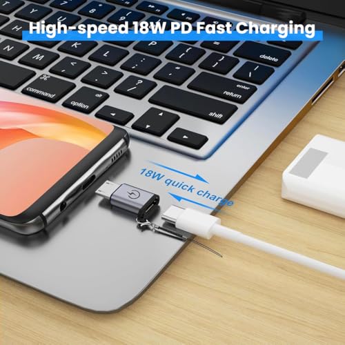 Image of Verilux 2 Pack Type C to Micro USB Adapters, 18W Type C Female to Micro Male Charger Converter with 480MBPS Data Transfer Compatible with Galaxy S7 Edge S6 S4, LG Nexus 5 4, Motorola Moto G6 Play