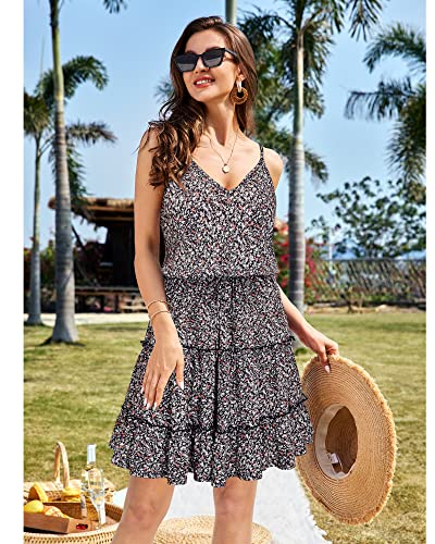 Image of Newshows Women's Summer Casual Dress Cute A Line Ruffle Hem Flattering Fit Beach Vacation Sundress