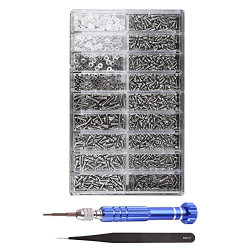 Kit de réparation de lunettes, kit de réparation de lunettes avec vis de tailles assorties avec mini tournevis 5 en 1 et pince à épiler pour lunettes,...