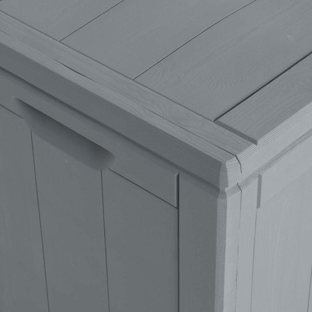 Garten-Aufbewahrungsbox 90 L Grau PP-Holzoptik witterungsbeständig UV-beständig mit Deckel Stauraum für Kissen Polster Terrasse Balkon Outdoor wetterfest
