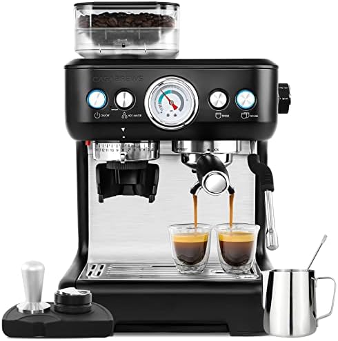 CASABREWS Espresso Machine With Grinder, 20 Bar Professional Espresso Maker With Milk Frother Steam Wand, Barista Cappuccino Machine With Removable Water Tank for Lattes, Stainless Steel Gift, Black CASABREWS Espresso Machine With Grinder, 20 Bar Professional Espresso Maker With Milk Frother Steam Wand, Barista Cappuccino Machine With Removable Water Tank for Lattes, Stainless Steel Gift, Black