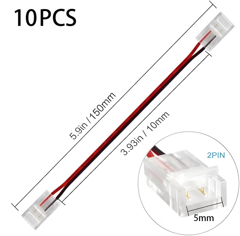 Amefil 10 Pieces 5 mm 2-pin LED Strip Connector - Image 4