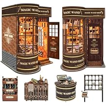 CUTEROOM Book Nook Kit for Adults, 3D Wooden Puzzle DIY Miniature Dollhouse Booknook Kit, Tiny House Building Kit with LED Light for Bookshelf Insert Decor- Magic Wand