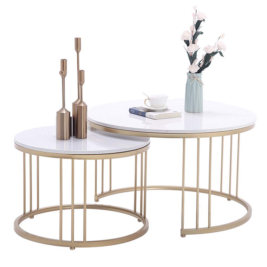 Buy DXJNI Nordic coffee table set, wrought iron frame, elegant marble