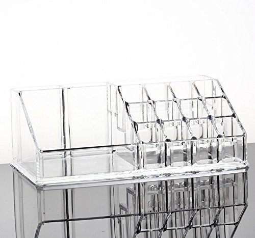 NETXE Cosmetic Organizer 16 Compartment Cosmetic Makeup Jewelry Acrylic Lipstick Storage Organizer Box lipstick and nail paint stand holder 4