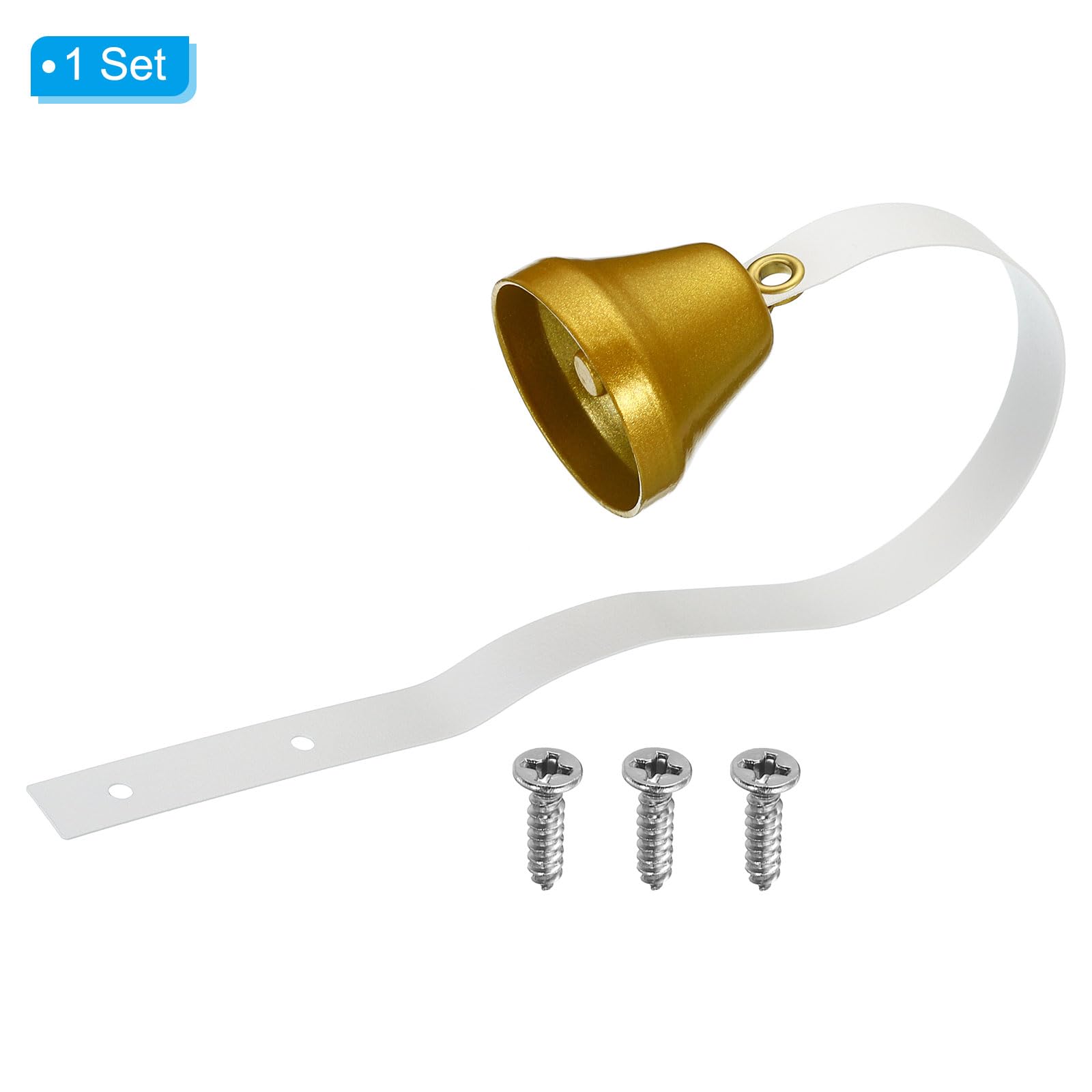 PATIKIL Dog Doorbell, Fixed Metal Dog Bells, Wall Mounted, Golden Tone and White with Brackets, 3.9 x 7.1 inches - Image 3