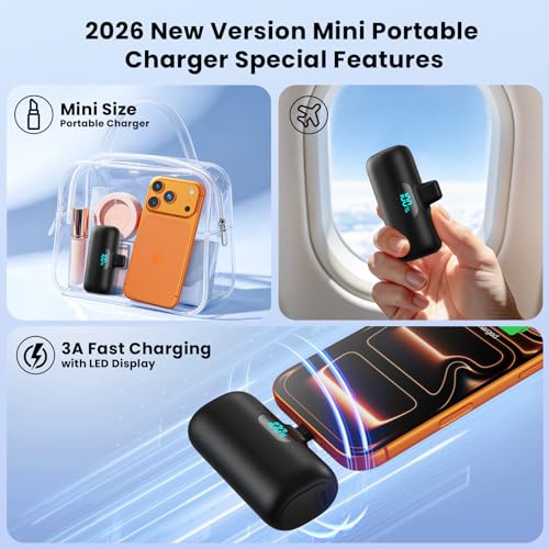 Image of [2 Pack]Portable Charger Power Bank for iPhone 17 /16 /15,Mini USB C Portable Power Bank 5000mAh Fast Charging Battery Pack Travel Essentials for iPhone 15 /16 /17 Plus /17 Pro /17 Pro Max,Samsung Android
