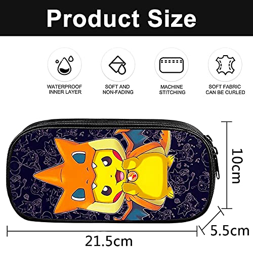 ALHX Pikachu Potlood Case, Pokemon Potlood Case, Anime Cosplay Potlood Case, Black Pencil Case Bag, Pen Bag Pouch Houder… - Afbeelding 3