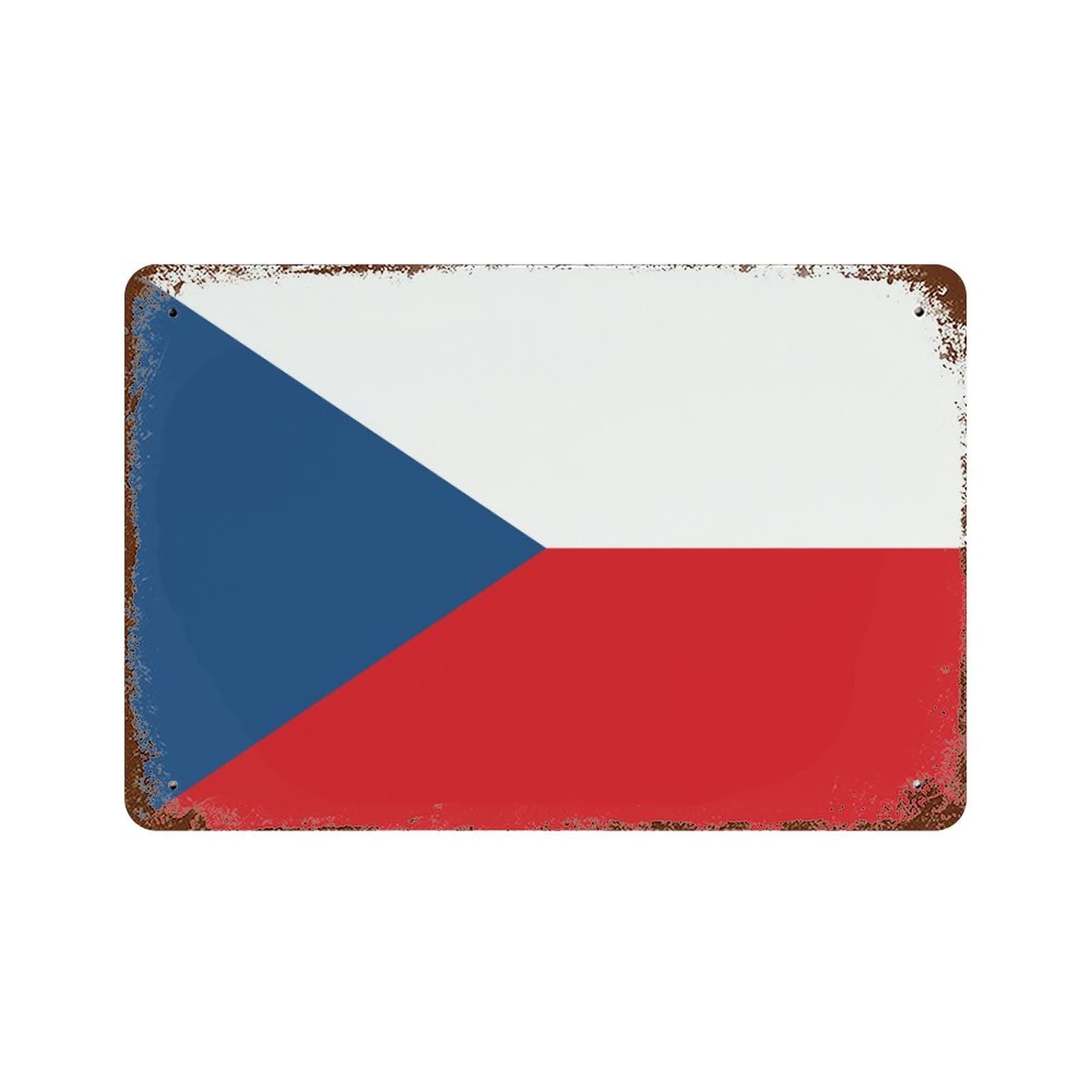 Yelolyio Vintage Metal Sign Czech Rep National Flag Retro Tin Signs Metal Plate Sign Street Signs Cafe Bar Pub Beer Club Wall Home Decor 16" X 12"