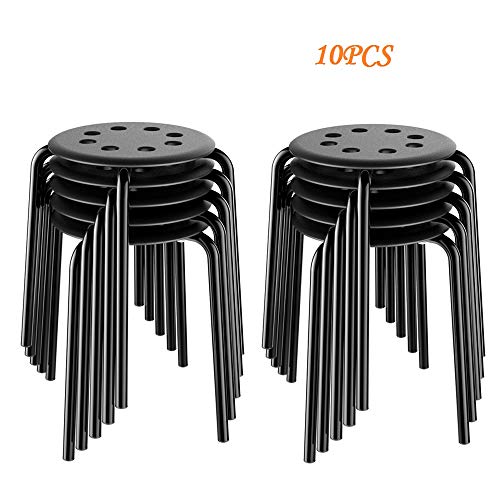 Yaheetech Portable Plastic Stack Bar Stools Flexible Backless Dining Chairs Stools Barstools, 17.3in
