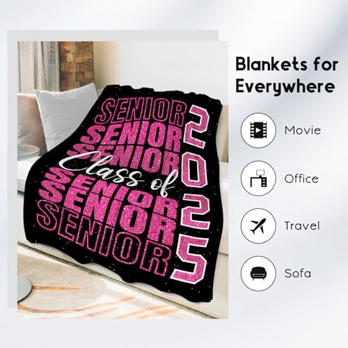 Graduation Blanket - Class of 2025 Graduation Gifts for Her or Him - 40"x50" Flannel Warm Throw Decorations - Senior 2025 Red Blankets for College, High School