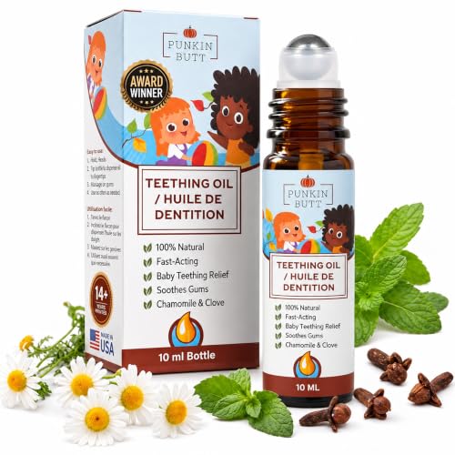 Punkin Butt Organic Lavender &amp; Chamomile Teething Oil Roller for Babies | Also Great for Skin | Baby, Infant, Toddler Gum &amp; Tooth Relief | Helps with Fussing &amp; Sleep | Safe for Daily use | 3+ Months