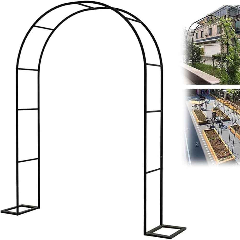 Schwerer Du Metall-Gartenbogen für Kletterpflanzen & Rosen Hochzeitslaube Stabiler Stützbogen in Schwarz 120 x 240 cm Breite 1,4 m x H 2