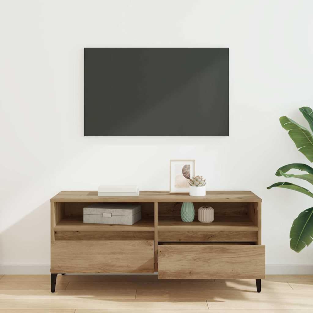 Générique Szafka pod telewizor 100 x 34,5 x 44,5 cm Chene Craft | Drewno konstrukcyjne, żelazne nogi, wbudowane kroki, szuflady na ślizgacze kulkowe, łatwe do czyszczenia