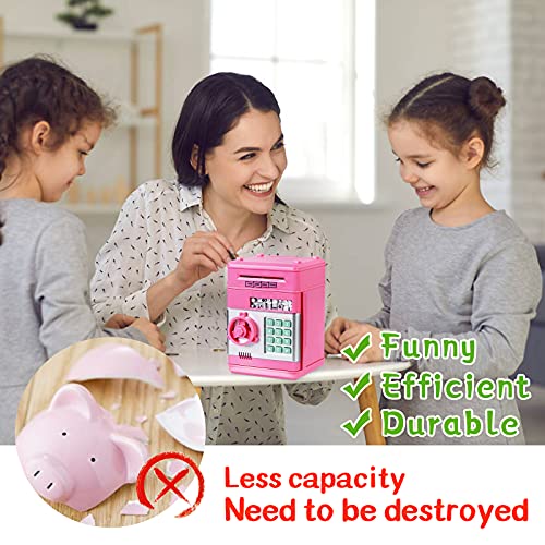 Image of Refasy Piggy Bank Cash Coin Can ATM Bank Electronic Coin Money Bank for Kids Age 3-12, Money Savings Box Mini ATM Coin Bank Toys Gifts for 3 4 5 6 7 8 9 10 11 12 Year Old Boys Girls