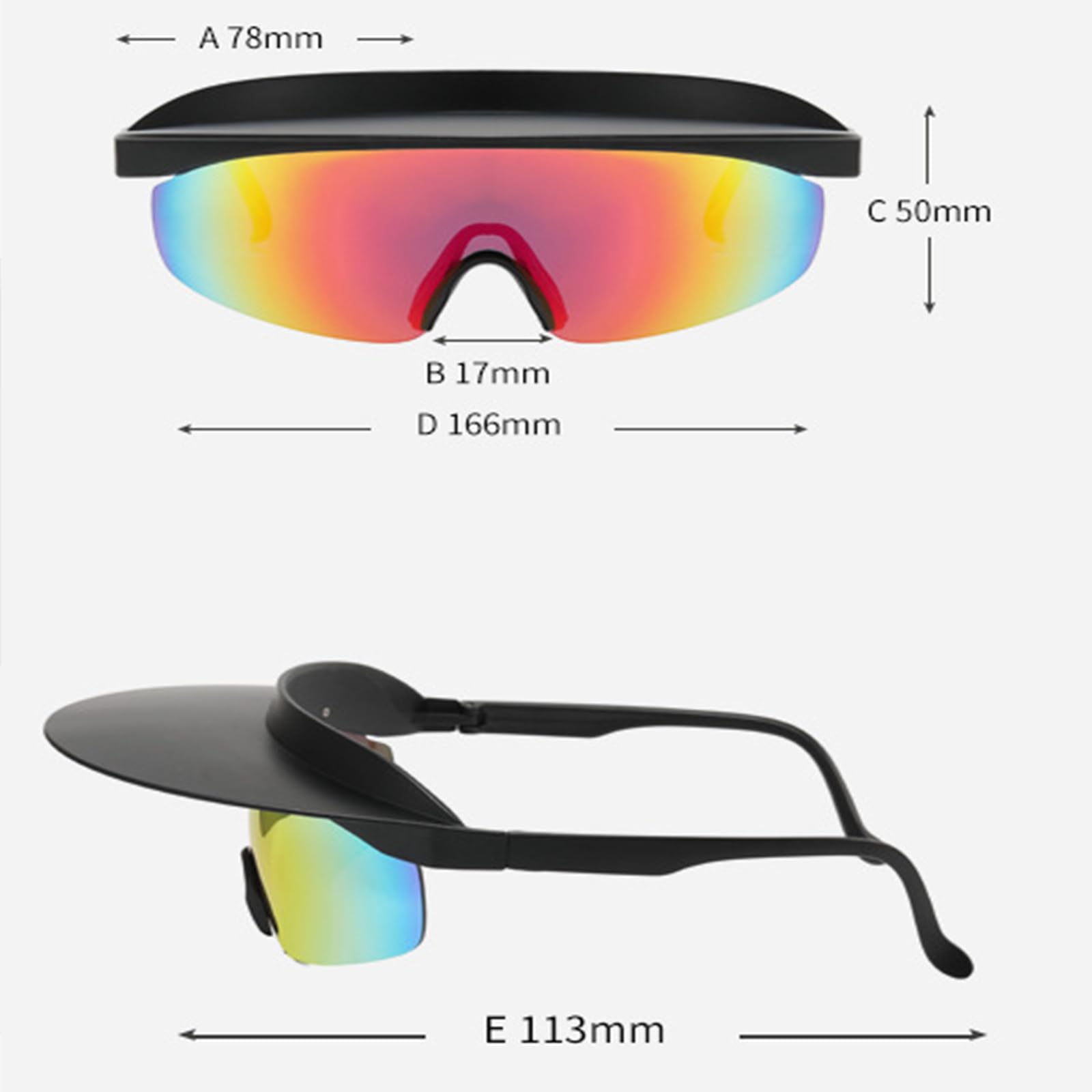 Lunettes de soleil à visière, film rouge bleu